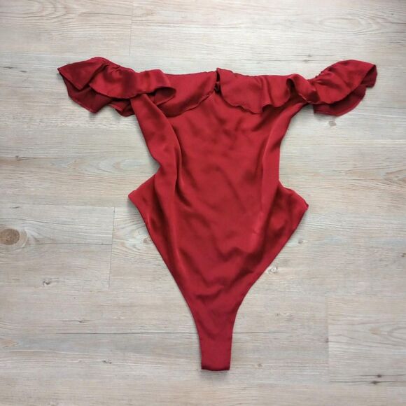 For Love And Lemons Tops - For Love & Lemons Ruffled Silk Gothic Teddy
